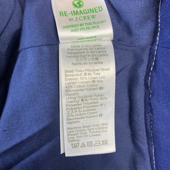 J.Crew Skirt Womens Size 14 Linen Cotton Blue Pockets Knee Length Academia Study - Picture 10 of 11